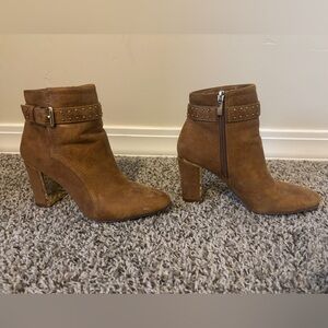 Chic Brown Ankle Boots with Gold Studded Detail